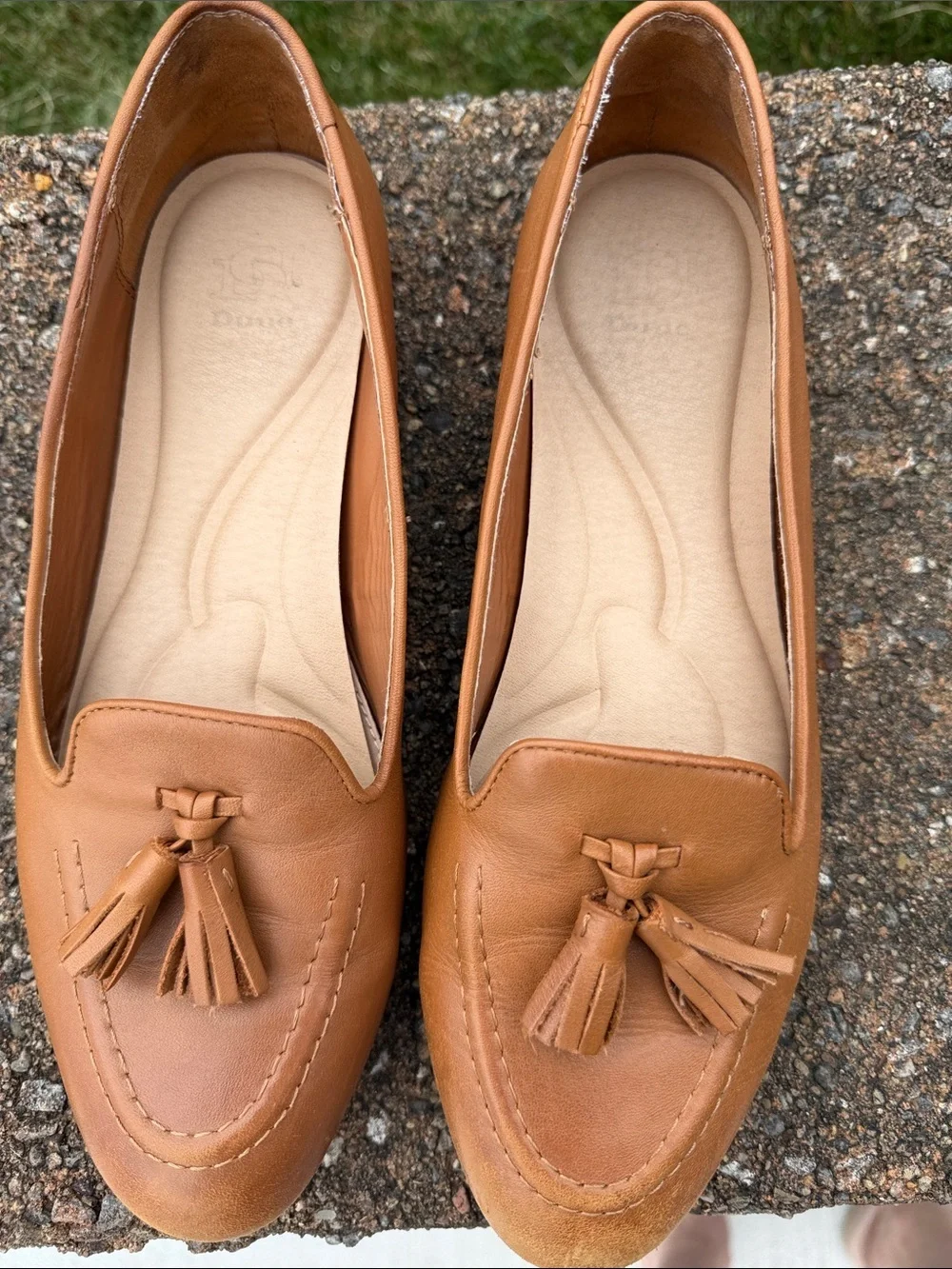 Dune London Tan Tassel Loafers